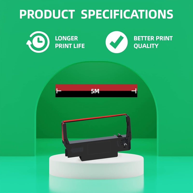 COSOB Store 30 عبوة شريط ERC30 باللونين الأسود والأحمر متوافق مع طابعة Epson TM-U220 M188B ERC 30 ERC34 ERC-38 NK506 (معبأ بشكل فردي) - Image 2